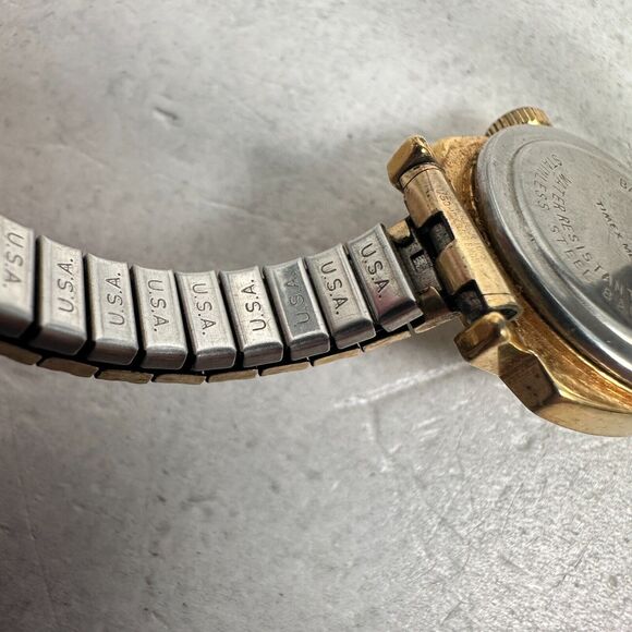VTG Timex Watch Womens 21mm Square Manual Wind Gold Tone Expansion Band Working - Picture 10 of 12